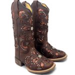 Texana Cruz Bridão - Couro Crazy Horse Cappuccino | Glitter Marrom e Bordados Marrom