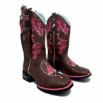 BotaFaca Padroeira
                                    - Couro Crazy Horse Nescau | Bordados Rosa e Bege