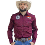 Camisa Country Masculina Cowboy 120X Bordo