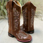 BOTA TEXANA LASER GLITTER ROSA COM STRASS COURO MARROM SOLADO VIRA ROSA