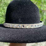 Bandinha Para Chapéu Infantil Couro Preto Strass
