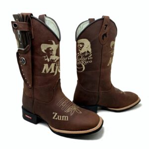 BotaFaca Milionário e José Rico
                                    - Couro Crazy Horse Nescau | Bordados Bege