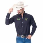 Camisa Competição Masculina Texas Farm -Preta/Amarelo