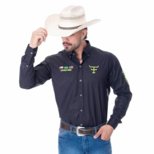 Camisa Competição Masculina Texas Farm -Preta/Amarelo
