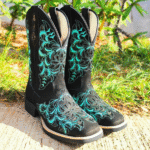 Bota Feminina Fort Boots Brilho Preta/Verde