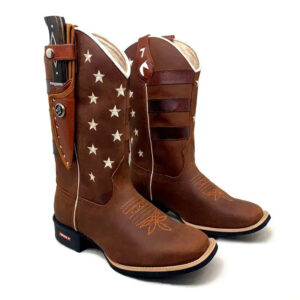 BotaFaca Americana
                                    - Couro Crazy Horse Nescau | Bordado Branco