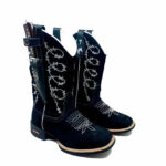 BotaFaca Aramada
                                    - Couro Nobuck Preto | Bordado Branco