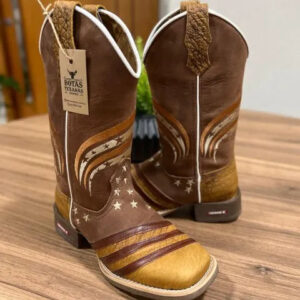 Texana Noah - Couro Horse Nescau/ Bordado Estrelas e Traços