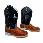 BotaFaca Fé
                                    - Couro Cano Látego Preto | Couro Gáspea Látego Mostarda Queima Aramado | Fé Branco