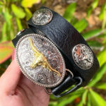 Cinto Síntético Com Fivela Cabeça de Boi Preto