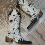 Texana Mimosa Salpicado Bico Fino Recortes - Couro Vaca Holandesa | Malhada