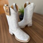 Texana Maitê Tradicional - Couro Floatter Branco Bordado Florência Branco