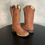 KIT TEXANA BORDADO RAMOS MARROM COURO MARROM + BAINHA + CANIVETE