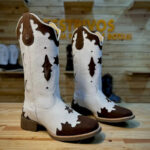 Texana Galaxia / Couro Floater Branco / Couro Nobuck Chocolate