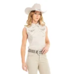 Camisa Sem Manga Linen Zenz Western Coastal Cowgirl