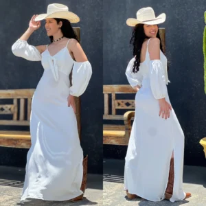 VESTIDO LONGO THANKFIELD OFF WHITE