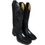 Bota Couro Bovino Estampa De Arraia Cano Bordado Vimar