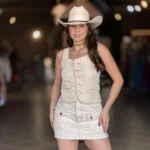 Conjunto Carrie Vintage Colete e Saia Cargo Off White