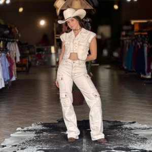 Conjunto Montana Colete e Calça Cargo Off White