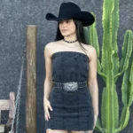 Vestido Kiss Me Lady Jeans Marmorizado Preto