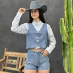 Conjunto B&C Shorts e Colete Lola Shine Stone