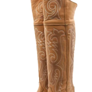 Bota de cano alto Amour com bico fino, estilo cowgirl - Mel