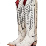 Bota Charlotte Tall de couro bovino com sola vermelha e bico fino