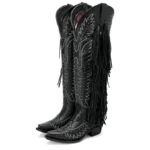Bota Cano Longo Western Franja Preta