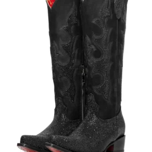 Bota de cowboy Rock'Em Carter Starlight com sola vermelha e bico fino