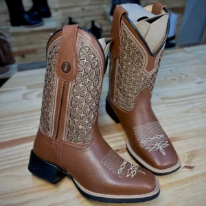 Texana Ouro - Couro Mustang | Bordado Bege