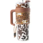 Copo térmico Marrom e Branco